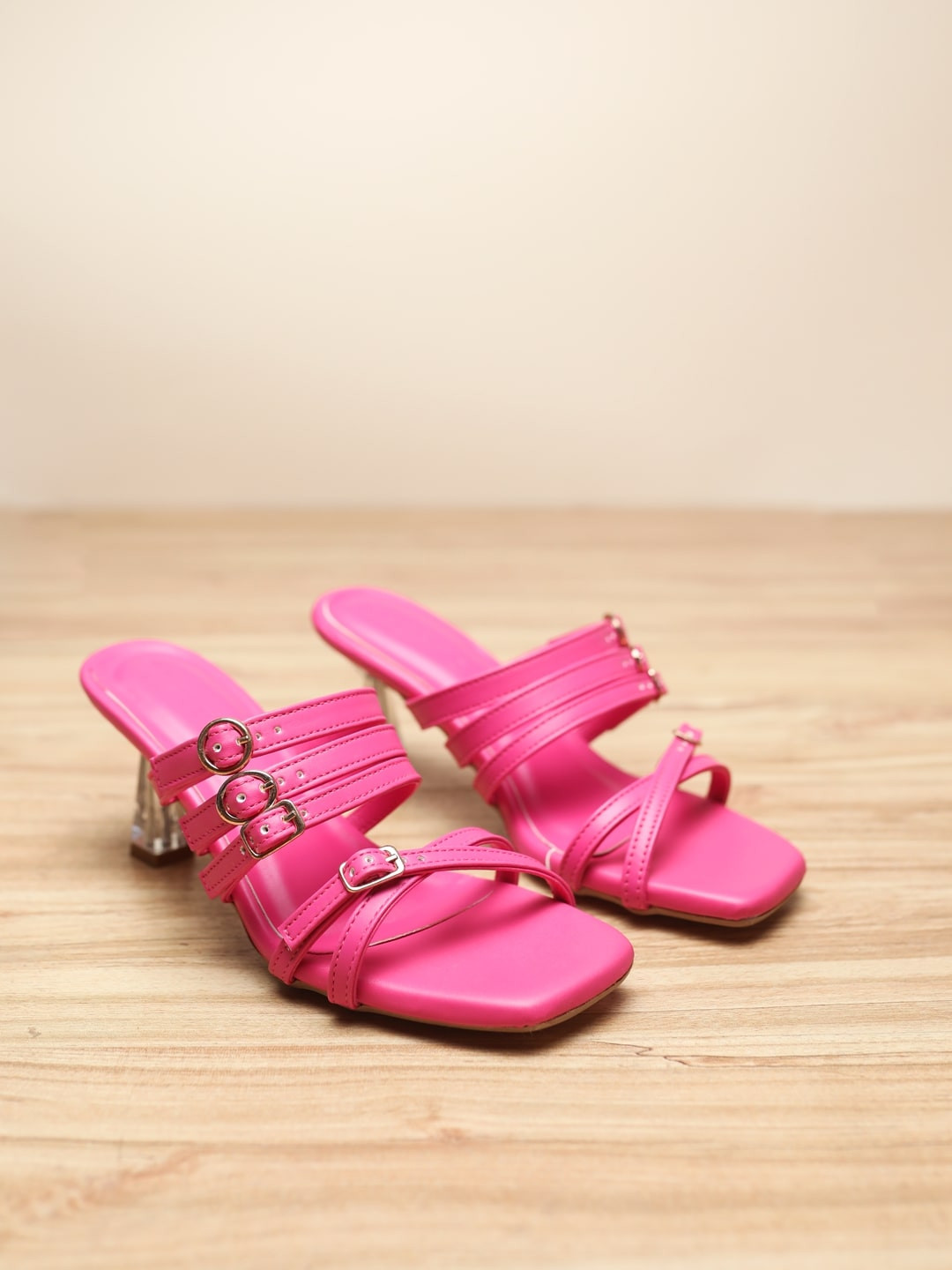 Devano Strappy Buckled Kitten Heels