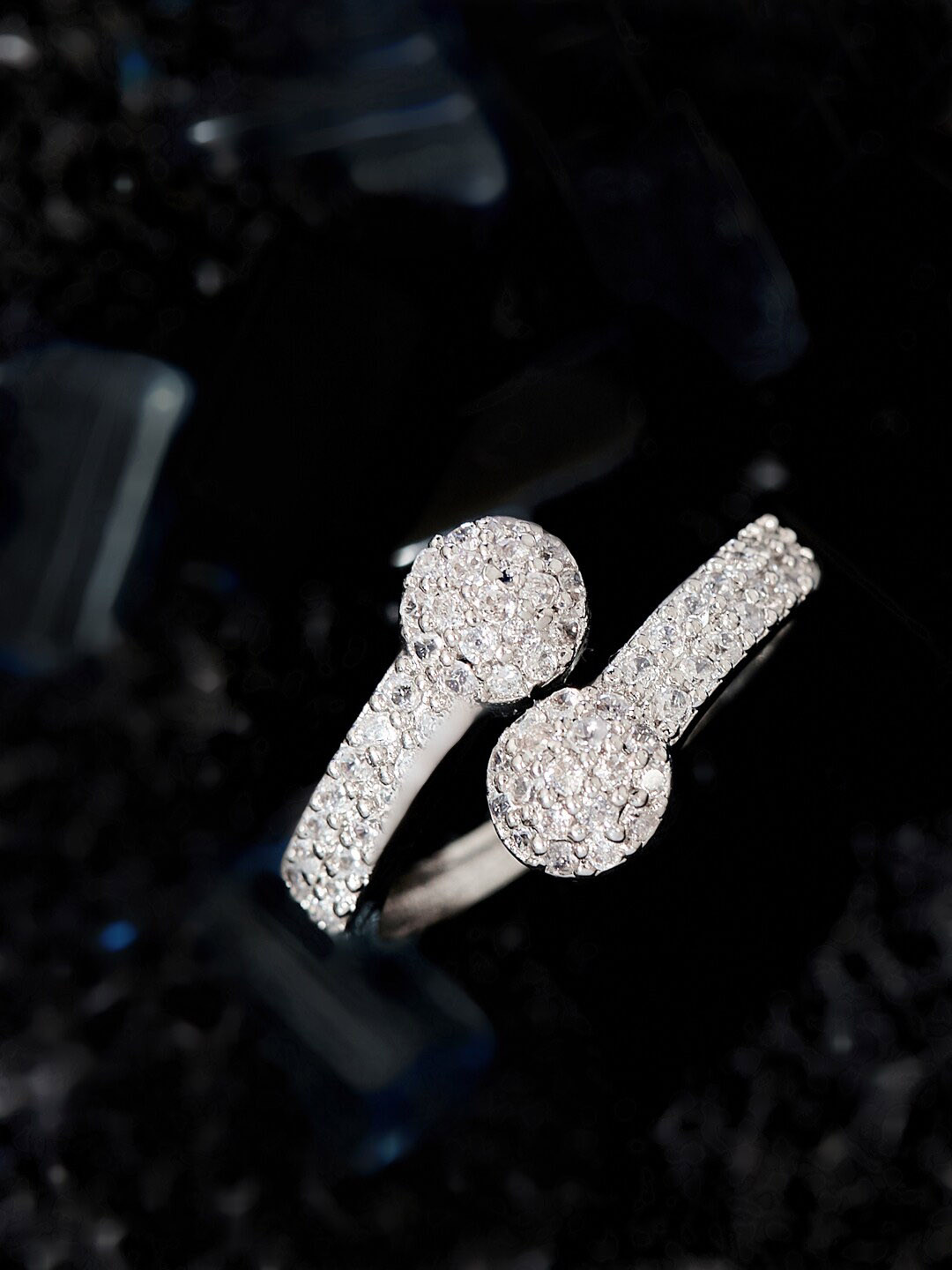 ATIBELLE Rhodium Plated Finger Ring