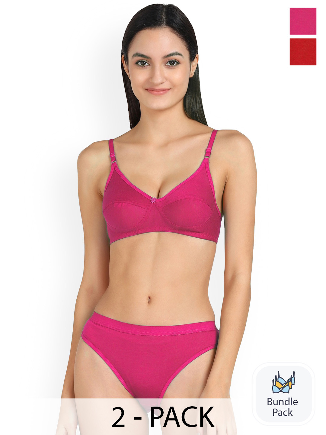 PIBU Pack Of 2 Cotton Lingerie Sets FC_Ruchi Set_PInk,Red_30