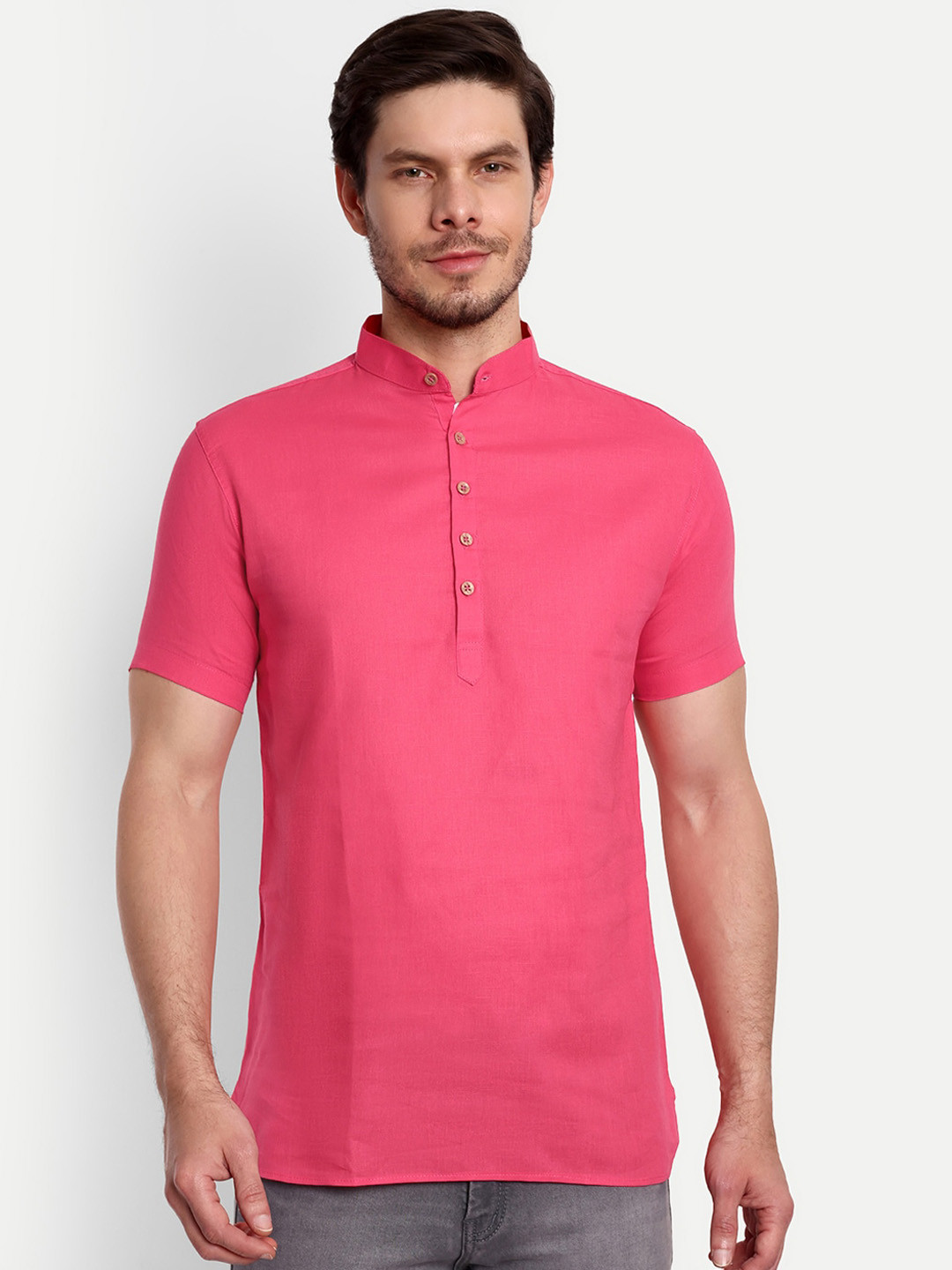 Vida Loca Men Pink Thread Work Kurta