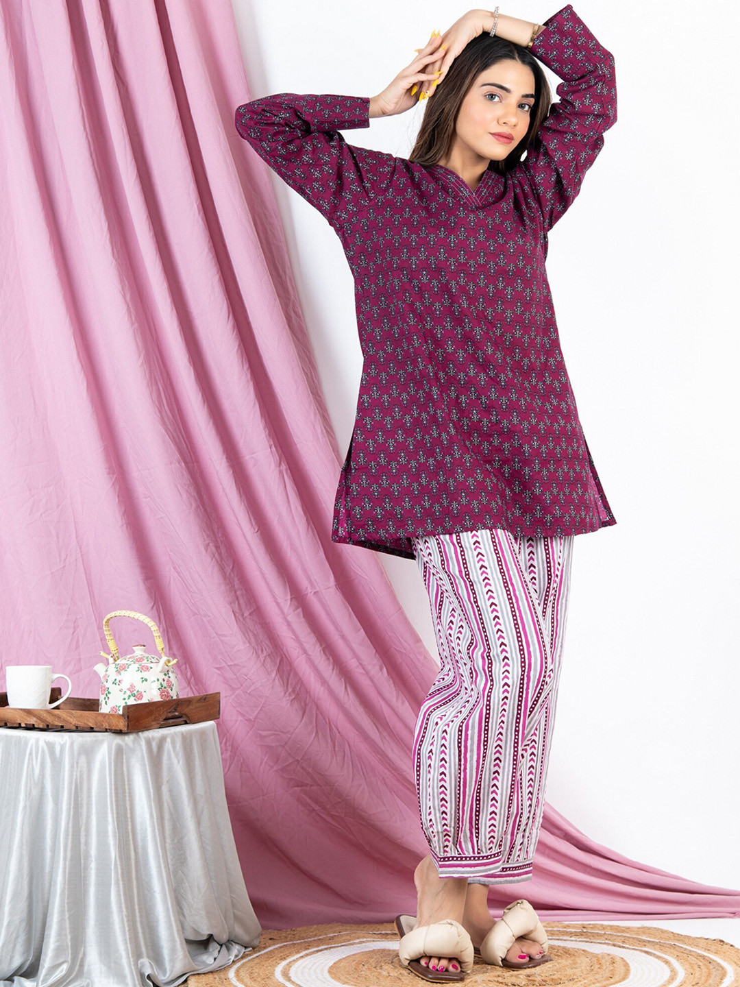 FEATHERS CLOSET Floral Printed Pure Cotton Co-Ords