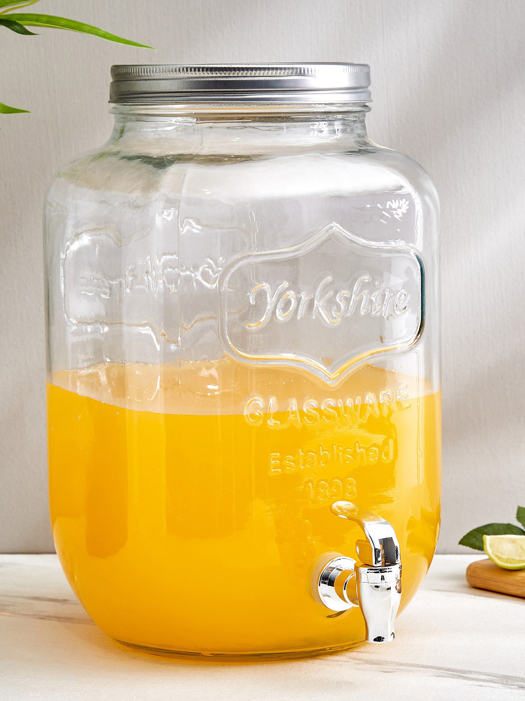 Home Centre Infinity Cuba Glass Dispenser With Lid - 8L