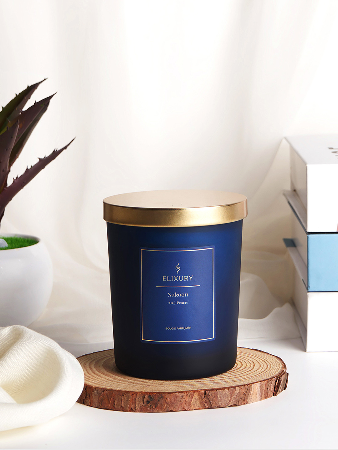 Elixury Sukoon Bougie Scented 1 Wick Scented Solid Geometric Regular Jar Candles