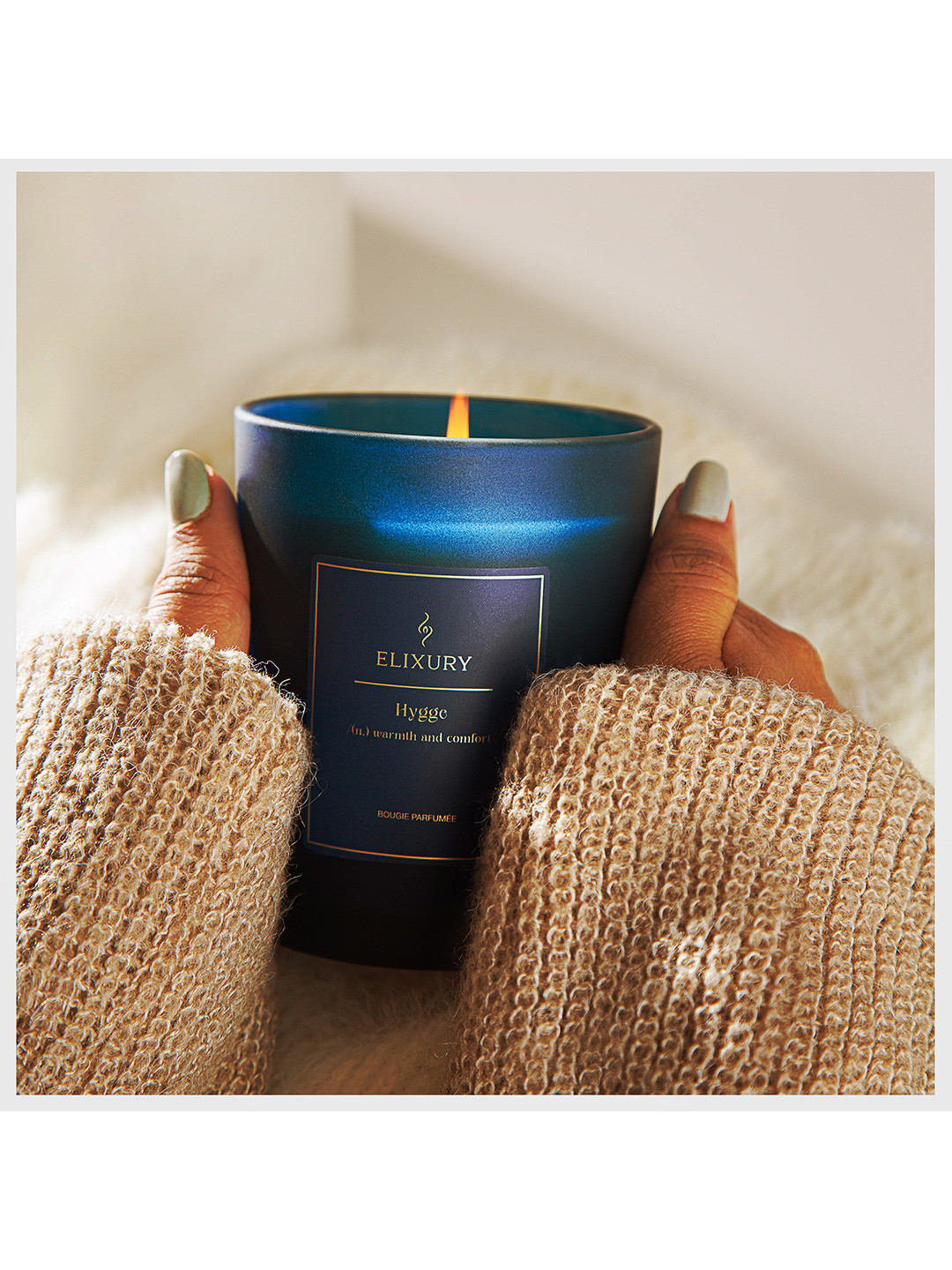 Elixury Hygge Bougie Scented 1 Wick Scented Solid Geometric Regular Jar Candles