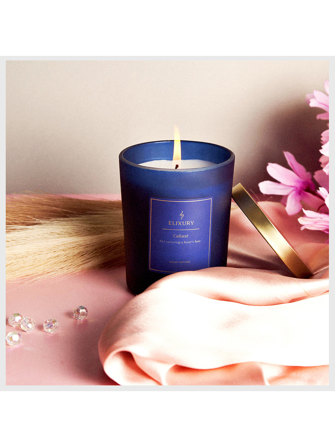 Elixury Cafune Bougie Scented 1 Wick Scented Solid Geometric Regular Jar Candles