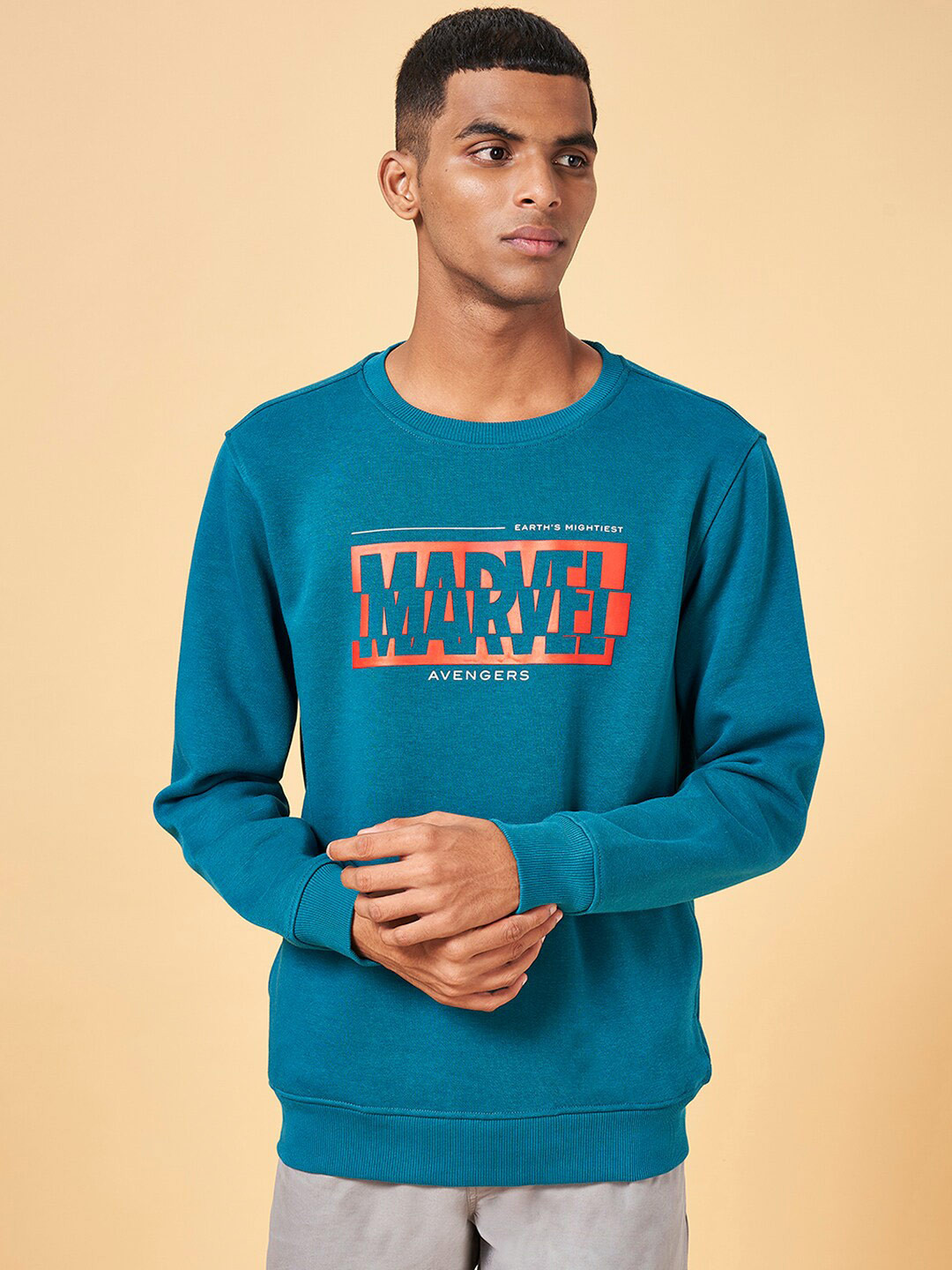 Urban Ranger by pantaloons Marvel Printed Round Neck Sweatshirt