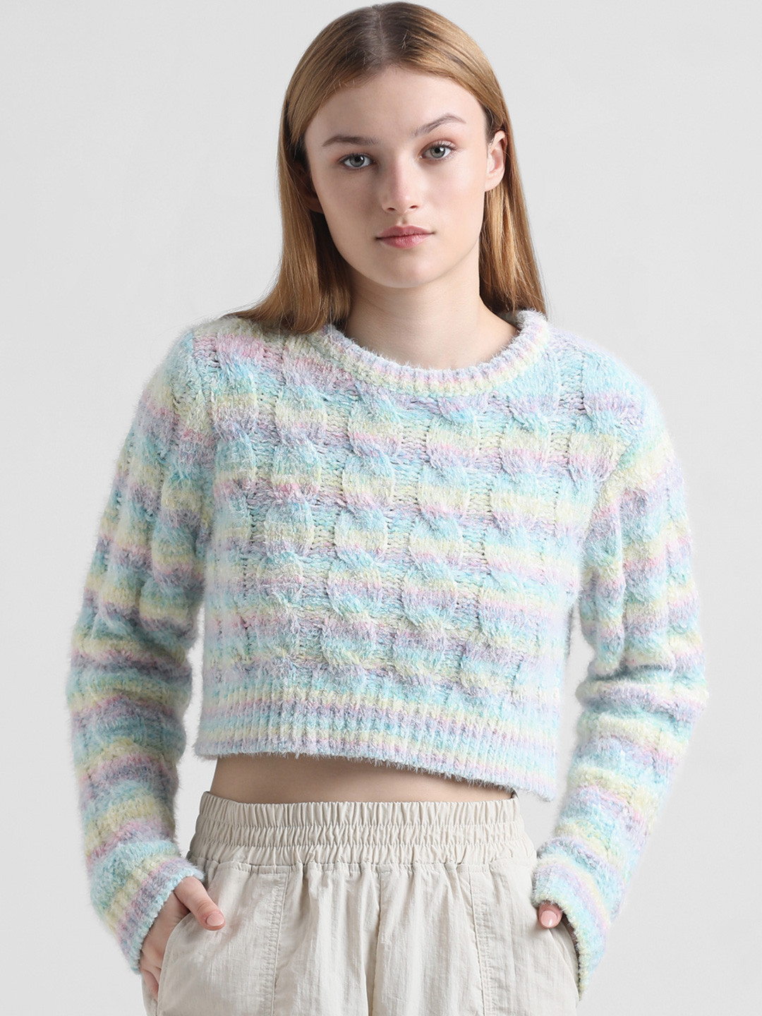 ONLY Cable Knit Crop Pullover Sweater
