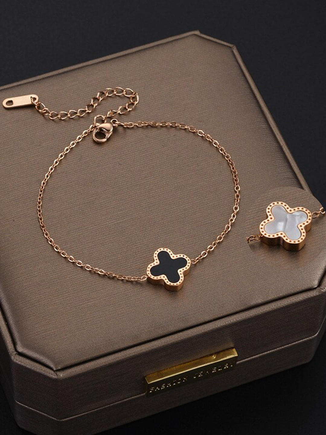 MYKI Rose Gold-Plated Floral Charm Bracelet