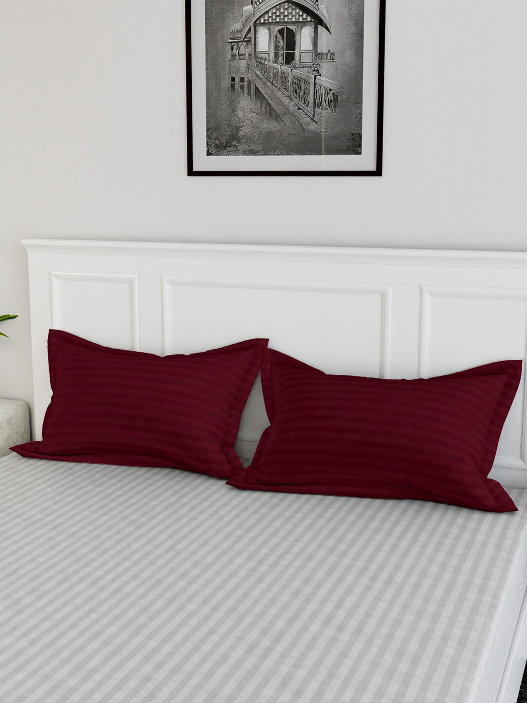 Kuber Industries Maroon 6 Pieces Rectangle Cotton Pillow Covers