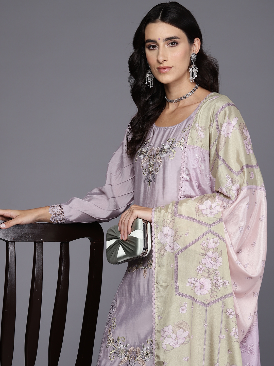 Indo Era Women Floral Embroidered Regular Thread Work Kurta With Trousers & Dupatta - Kurta Sets for Women 24777702 | Myntra