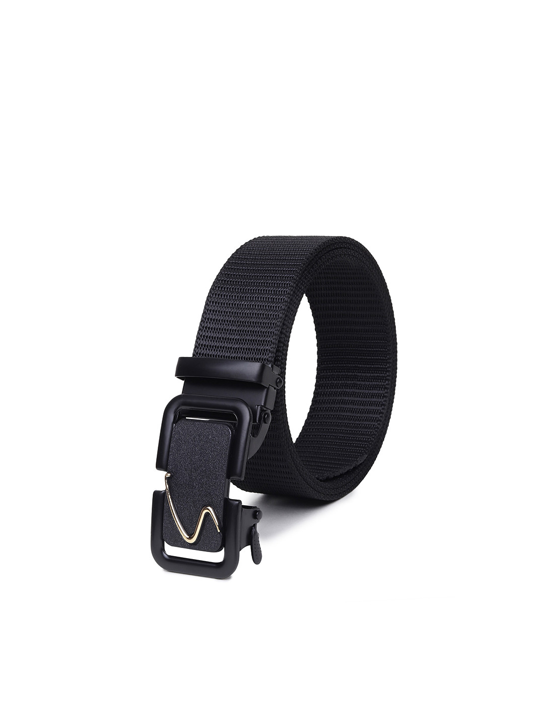 HENEDA Men Woven Design Automatic Push Lock Buckle Casual Belt