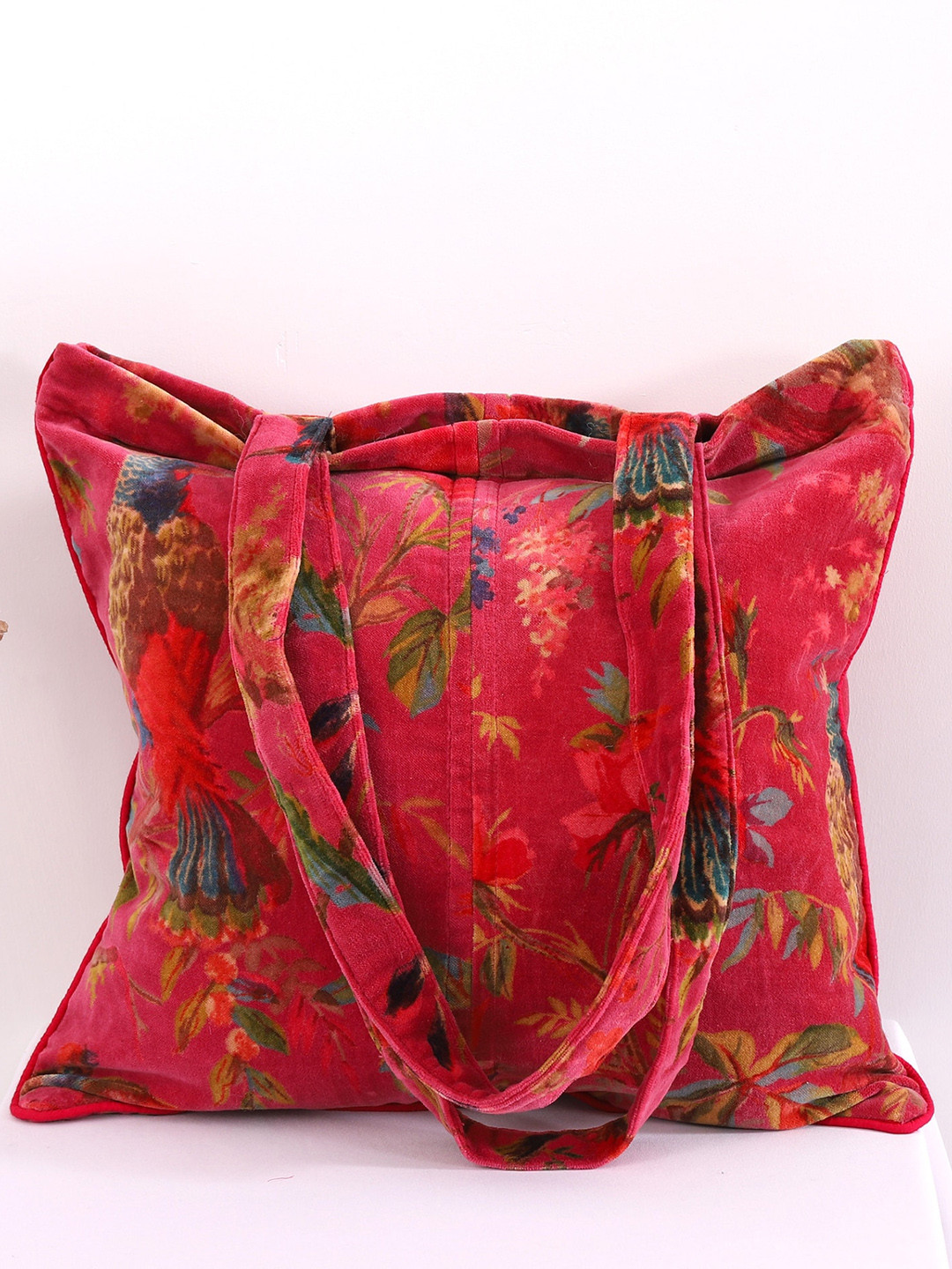 HANDICRAFT PALACE Printed Structured Velvet Tote Bag