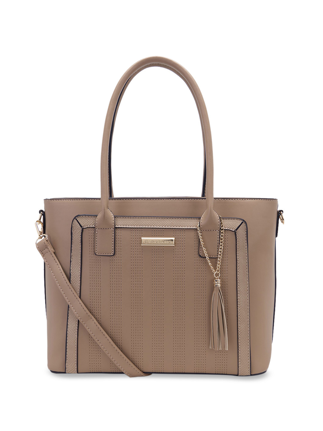 GIORDANO Textured Tasselled Structured Shoulder Bag