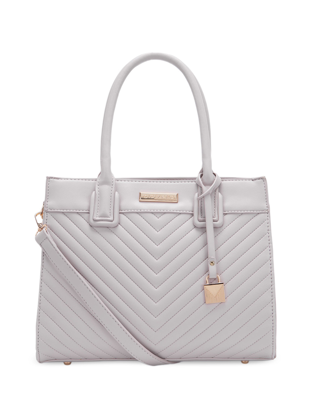 GIORDANO Geometric Self Design Structured Quilted Satchel Bag
