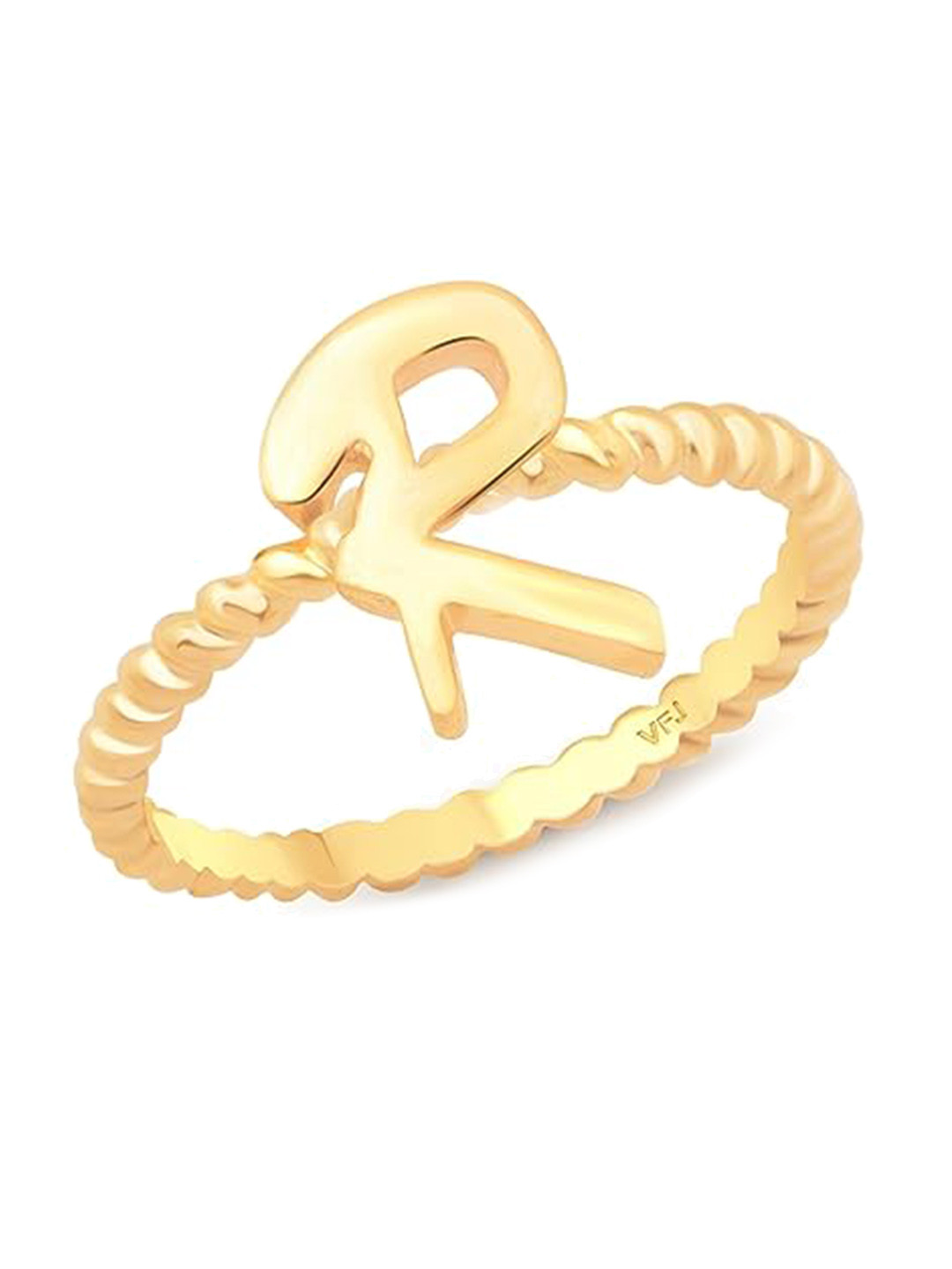 Vighnaharta Gold Plated R Letter Finger Ring
