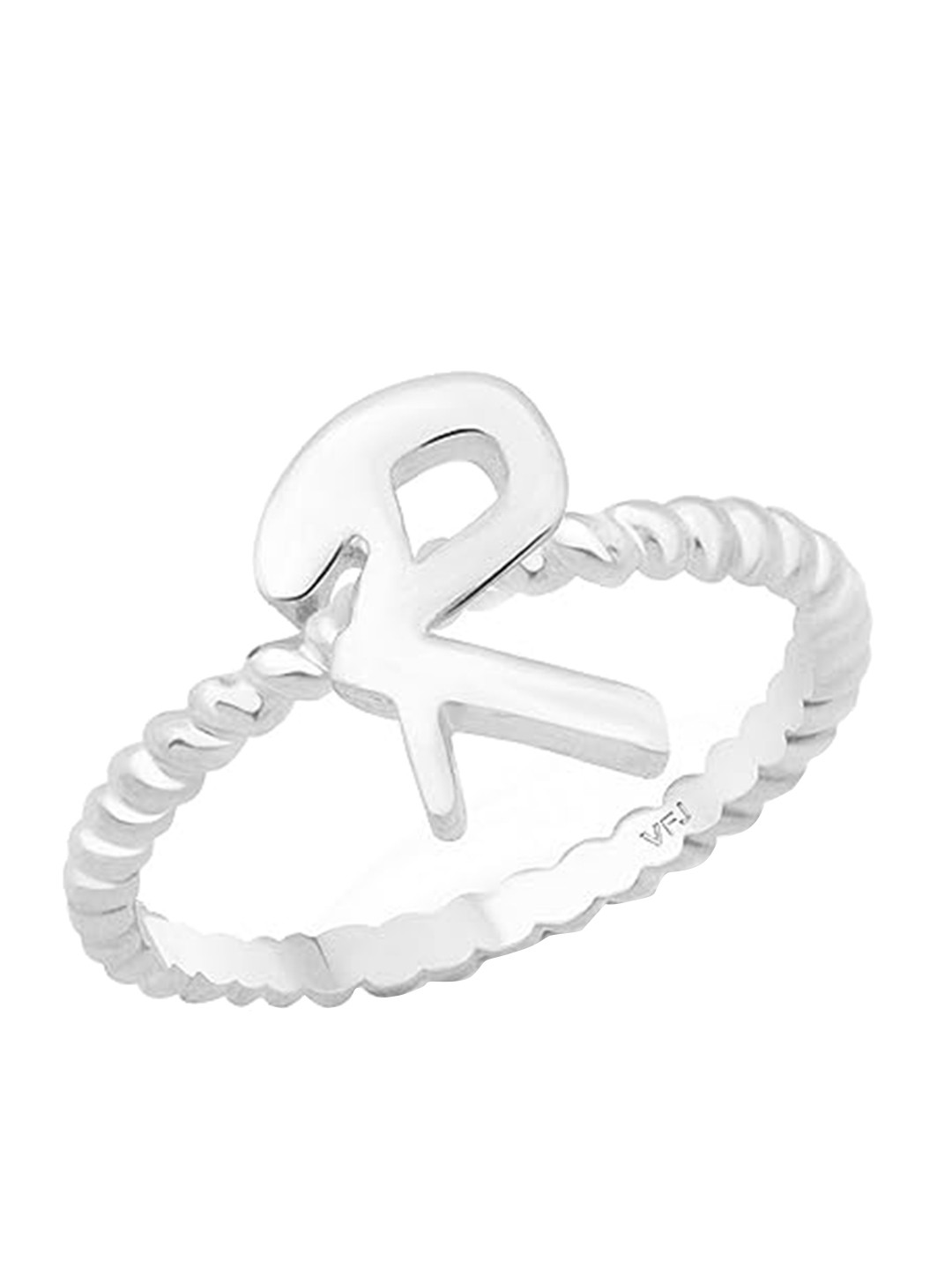 Vighnaharta Women Rhodium-Plated R Letter Finger Ring