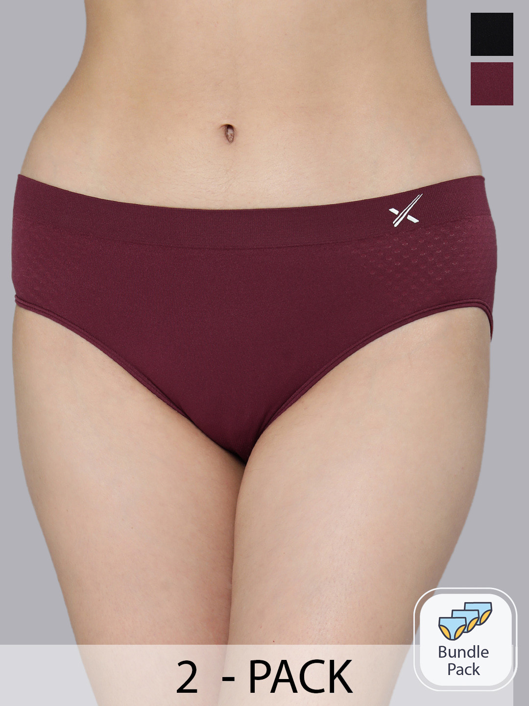 HRX by Hrithik Roshan Women Pack of 2 Solid Mid-Rise Seamless Briefs