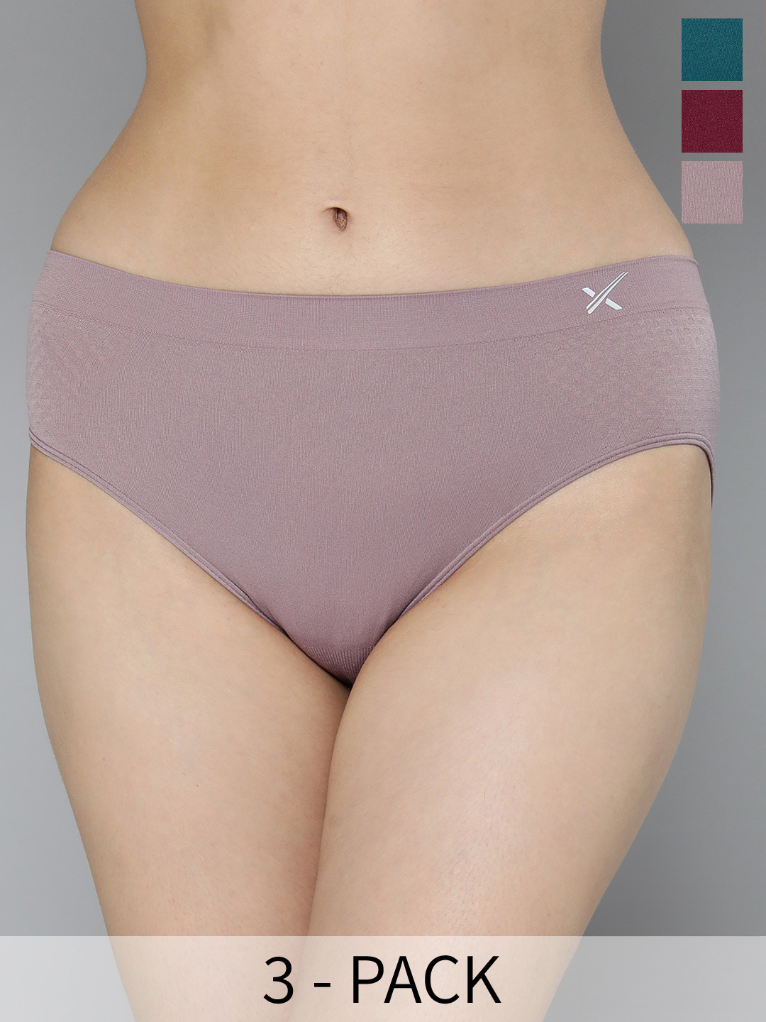 HRX by Hrithik Roshan Women Pack of 3 Solid Mid-Rise Seamless Briefs