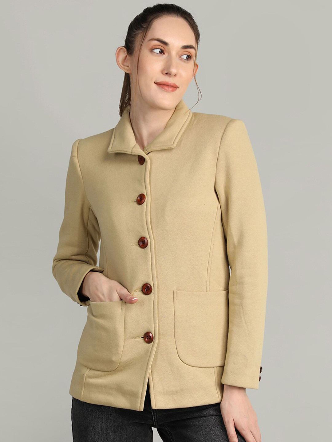 CHKOKKO Spread Collar Winter Wear Overcoat