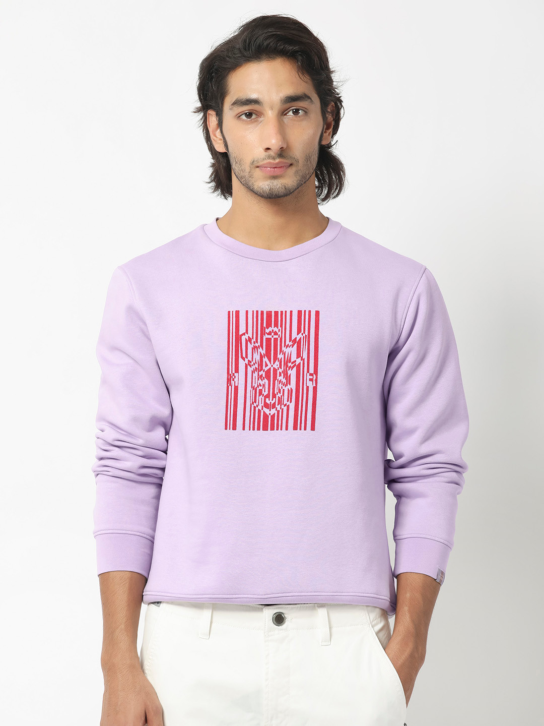 RARE RABBIT Men Pysde Graphic Print Logo Sweatshirt