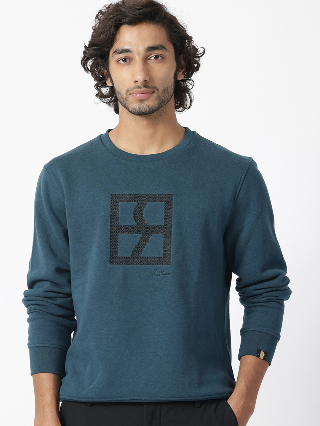 RARE RABBIT Men Arnold Graphic Print Logo Sweatshirt