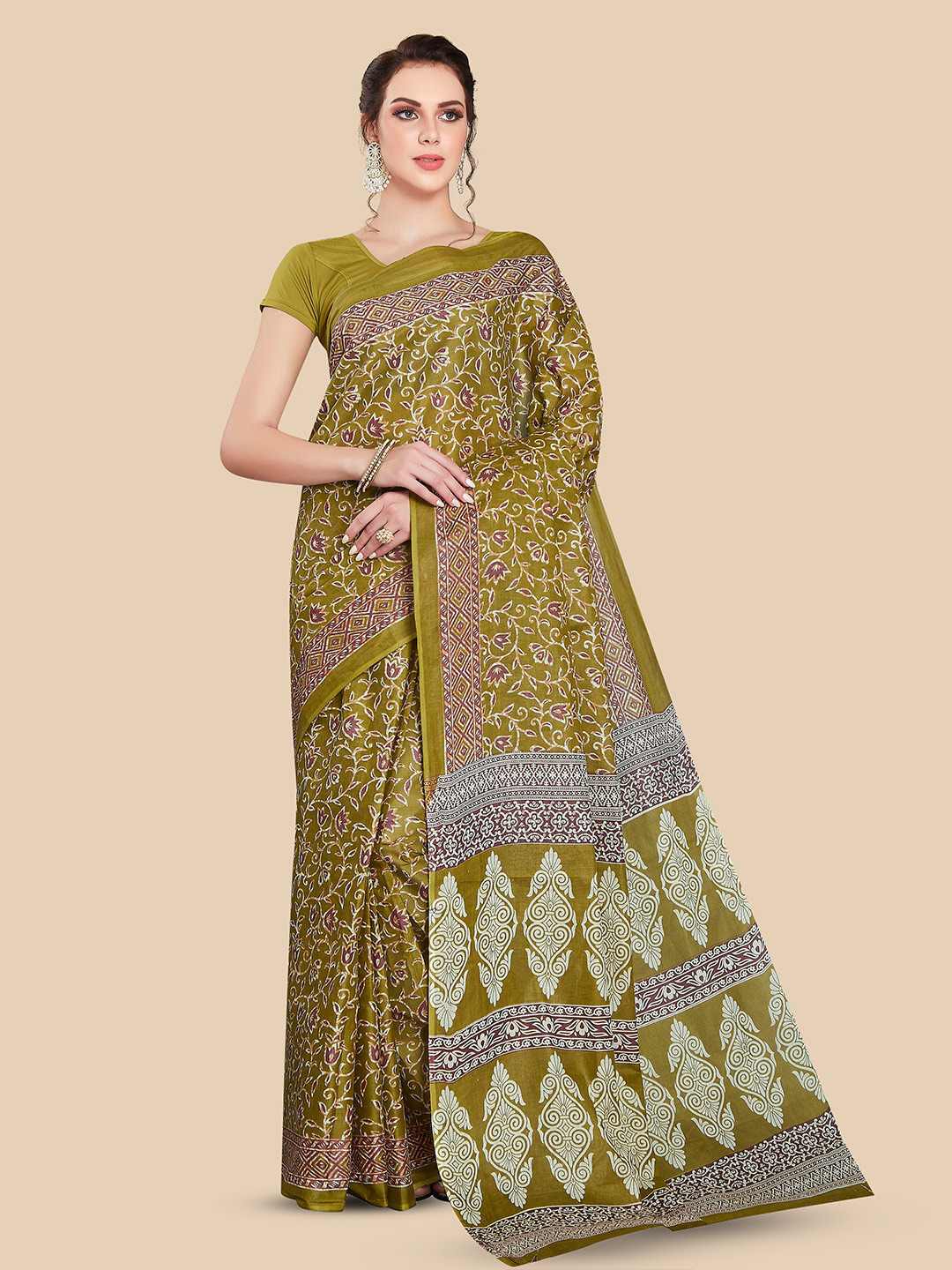 Rani Saahiba Ajrak Block Printed Pure Cotton Saree