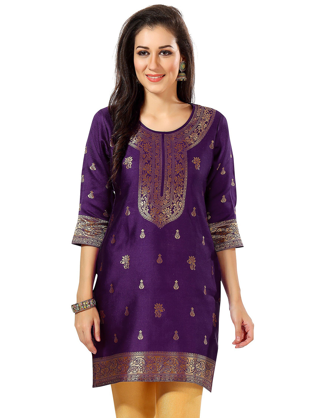 keshubaba Ethnic Motifs Woven Design Banarasi Jacquard Kurti