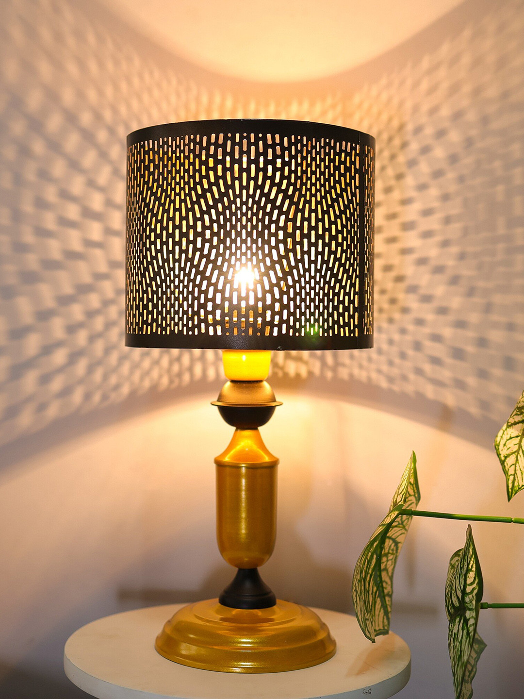 Homesake Murphy Golden & Black Table Lamp with Moroccan Shade