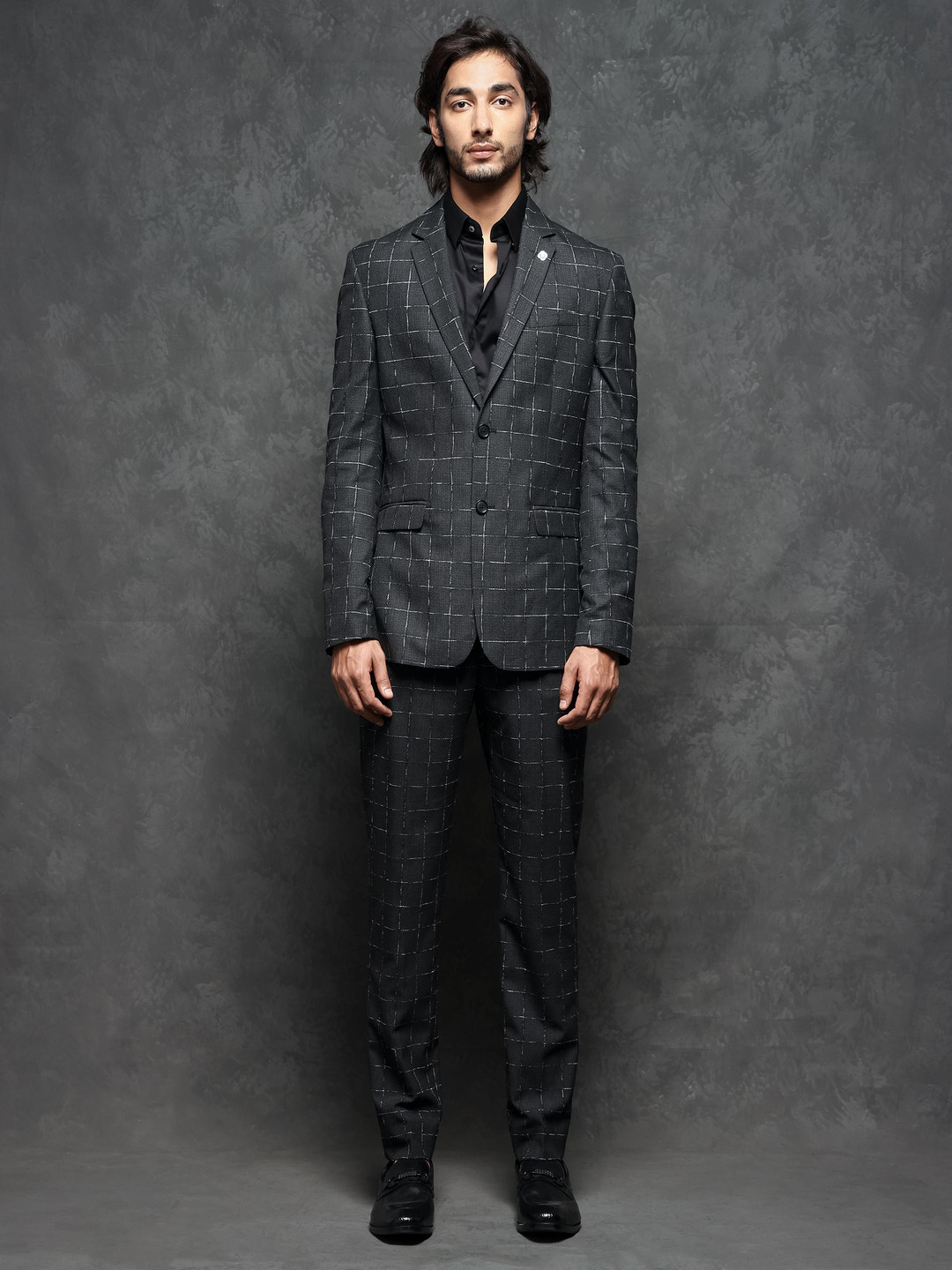 RARE RABBIT Checked Single-Breasted Tailored-Fit Notched Lapel Two-Piece Suit