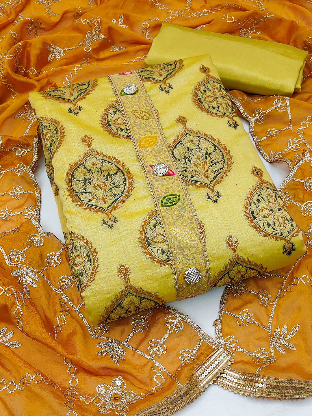 SHADOW & SAINING Embroidered Gotta Patti Detailed Unstitched Dress Material