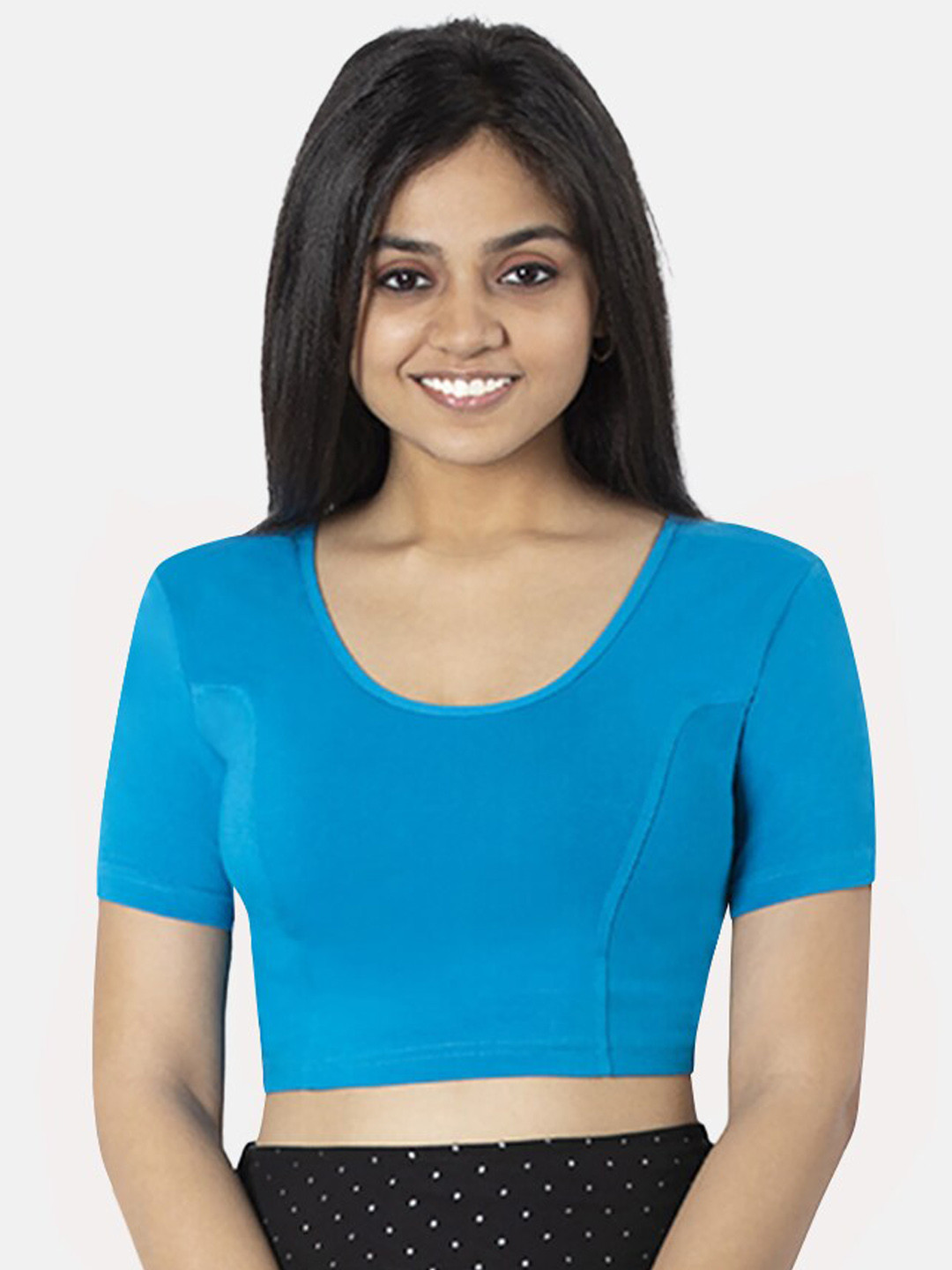 NAIDU HALL Round Neck Knitted Cotton Saree Blouse