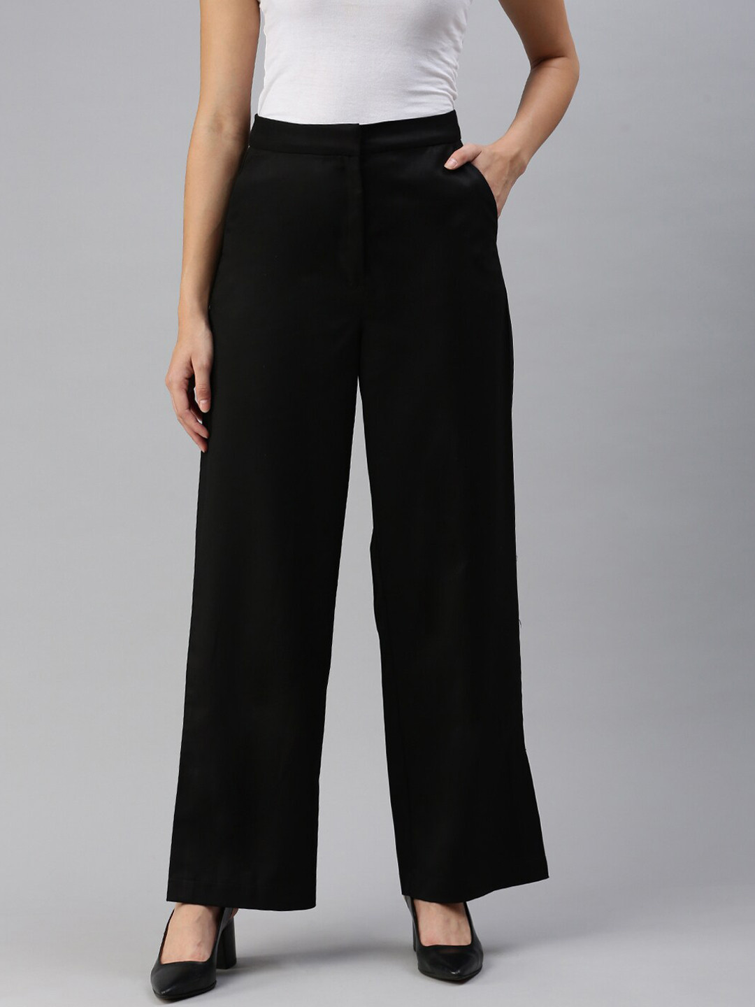 De Moza Women Relaxed High-Rise Formal Trousers