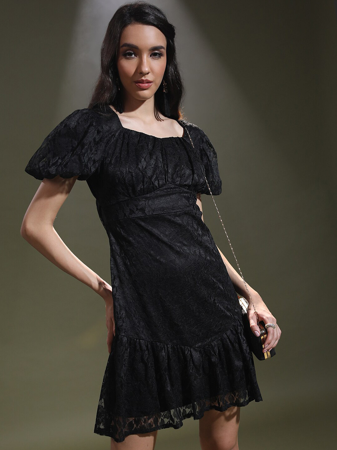 KETCH Cap Sleeves Square Neck Sheath Dress