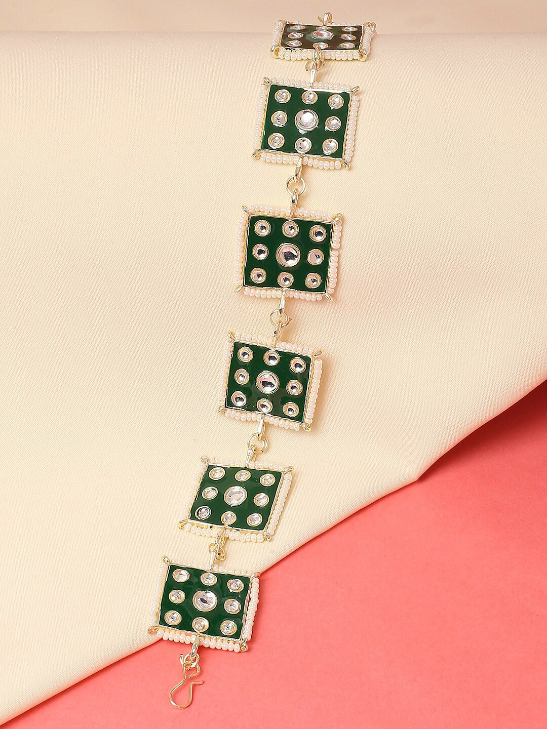 OOMPH Kundan Studded & Beaded Head Chain