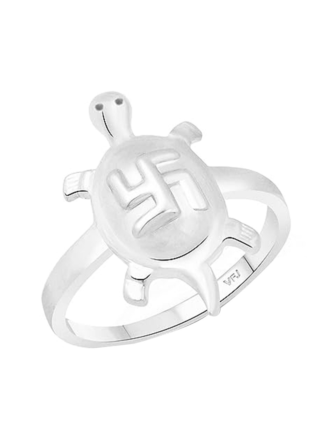 Vighnaharta Rhodium-Plated Swastik Tortoise Finger Ring