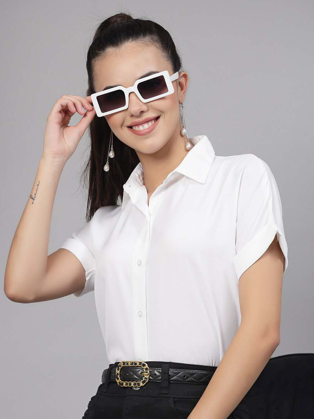 Style Quotient Smart Fit Spread Collar Extended Sleeves Formal Shirt