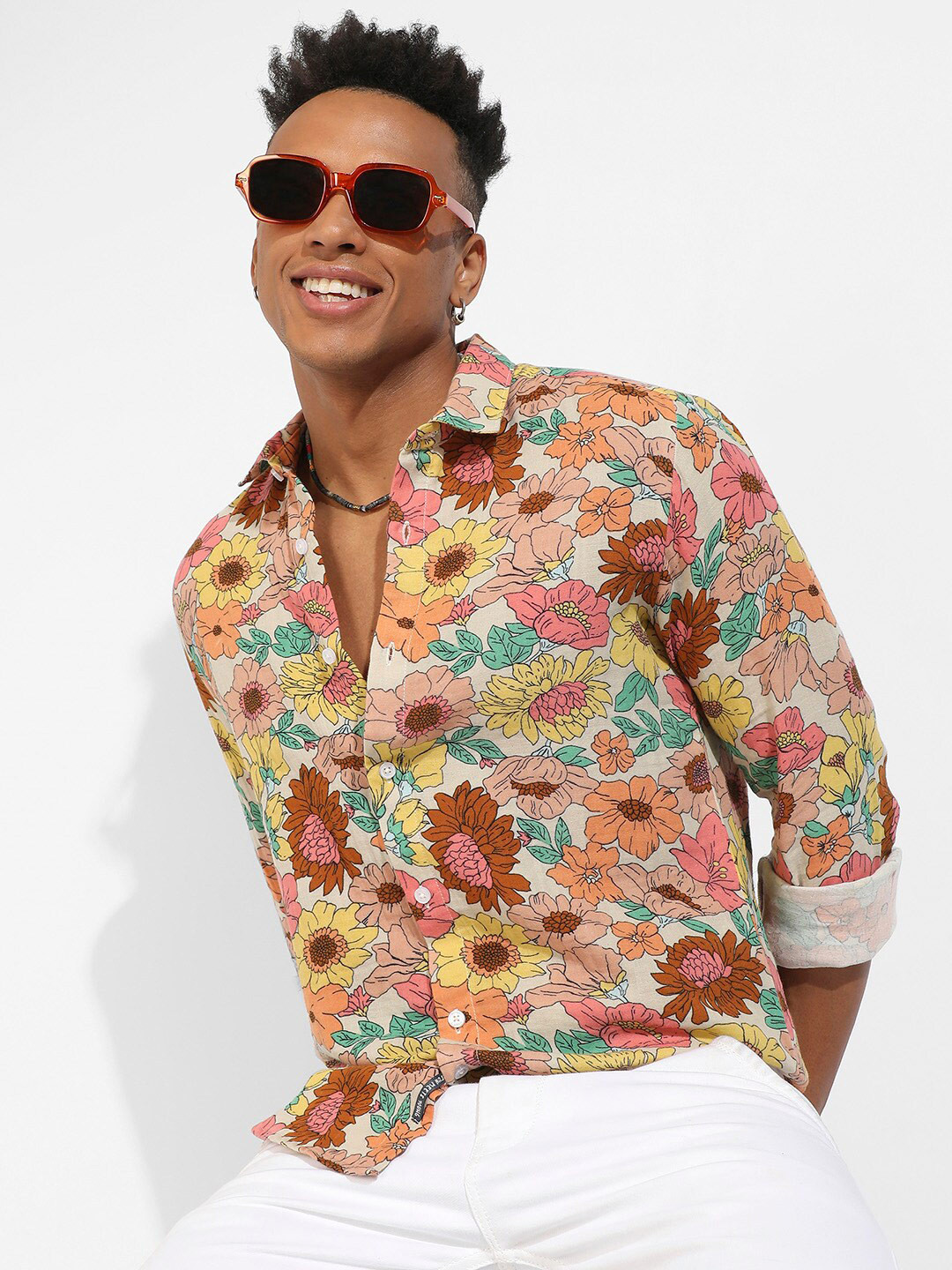 Campus Sutra Floral Cluster Shirt