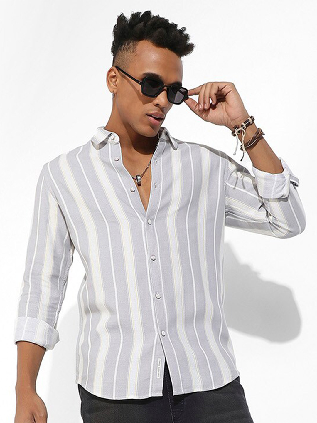 Campus Sutra Shadow Striped Shirt
