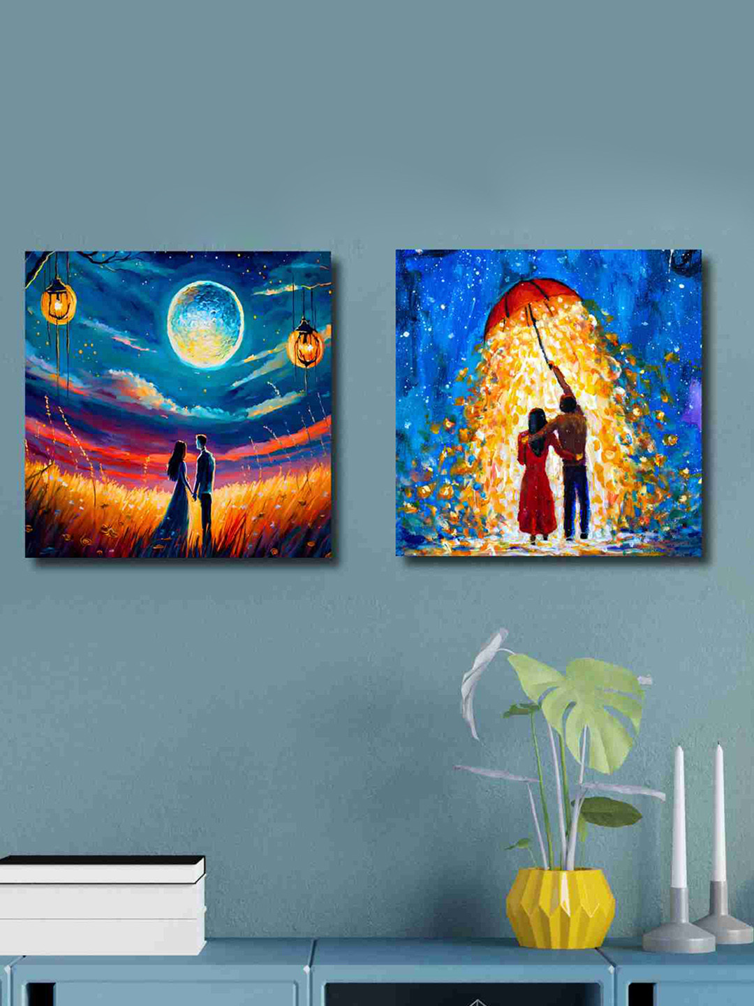SAF Canvas 2 Piece Wall Square Paintings Wall Art - 12 x 12 In