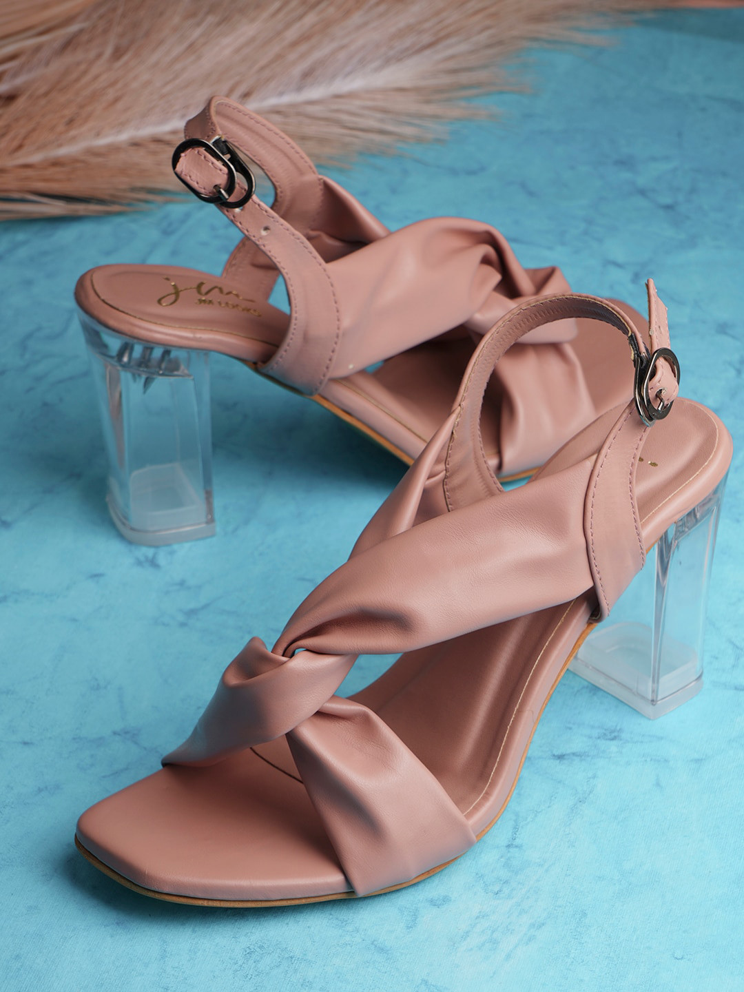 JM Looks Twisted Strap Block Heels