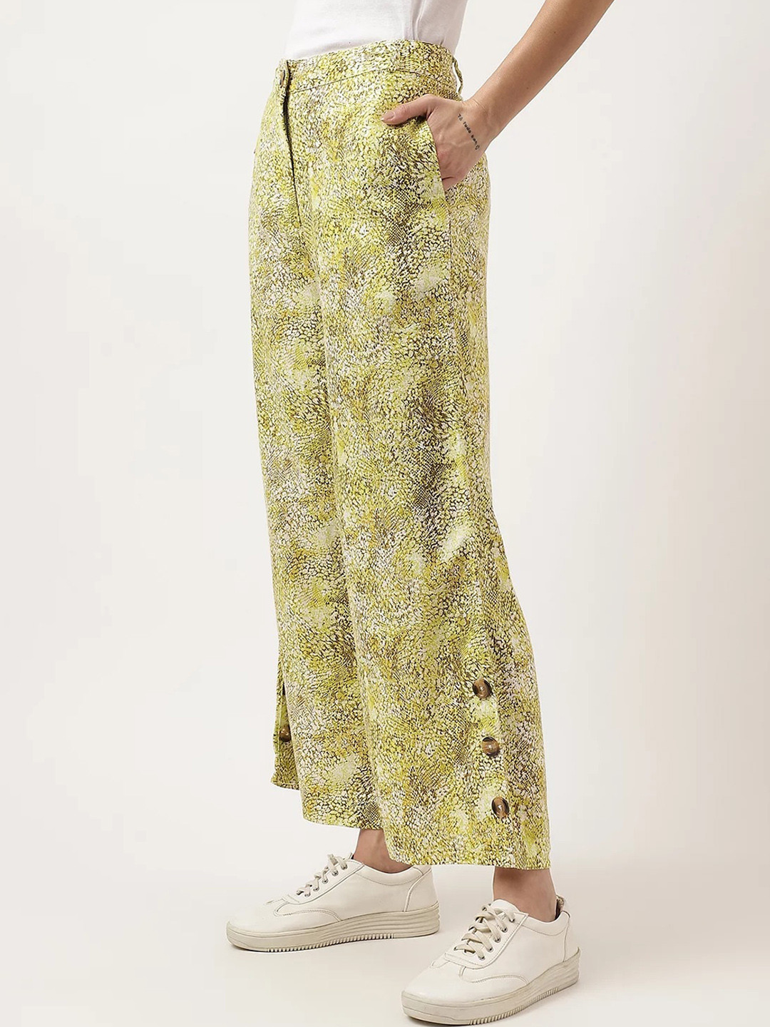 Marks & Spencer Women Abstract Printed Smart Parallel Trousers