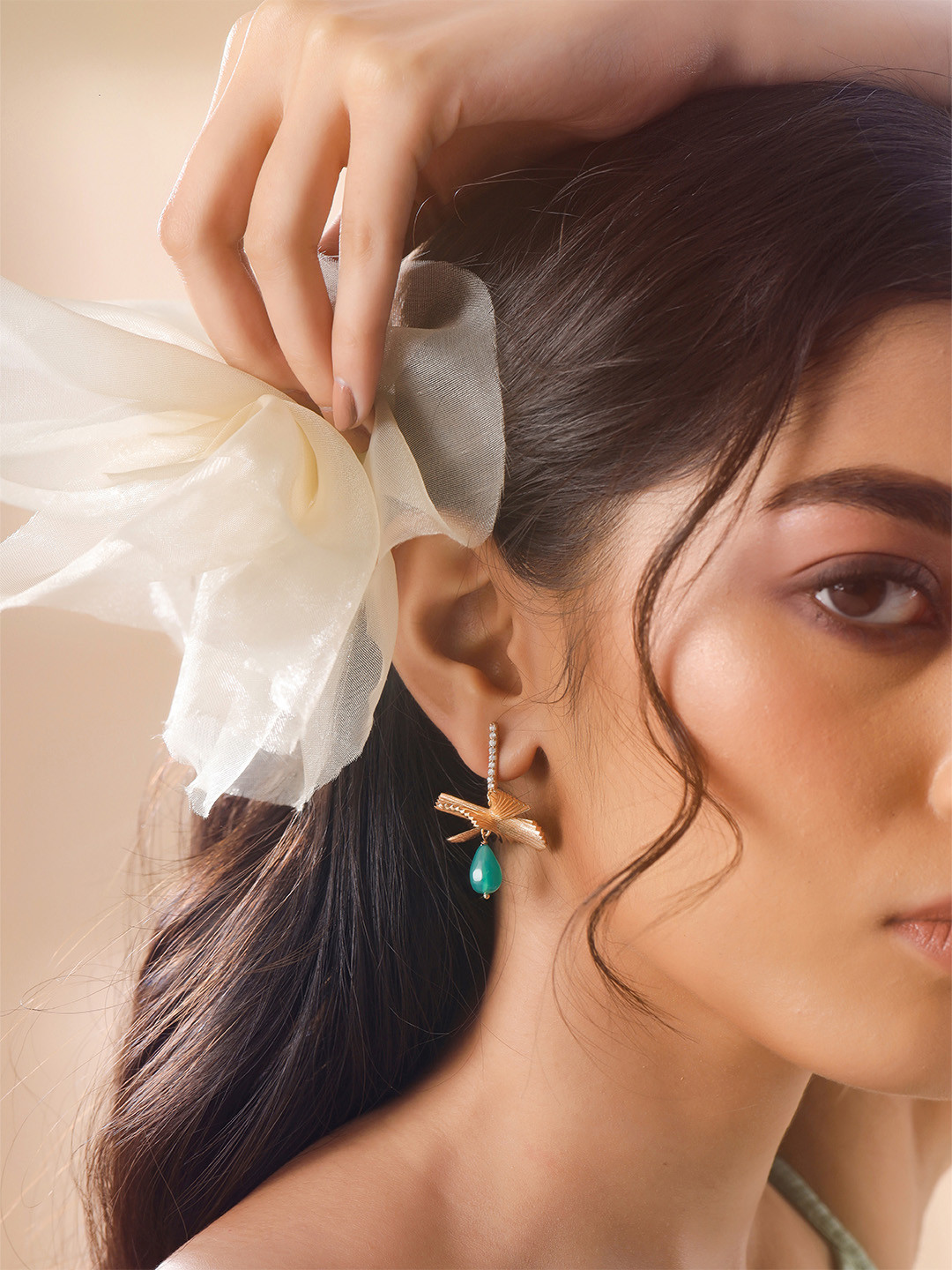 925 Sterling silver Semi Precious Green Onyx Drop Dangler Earring for Women