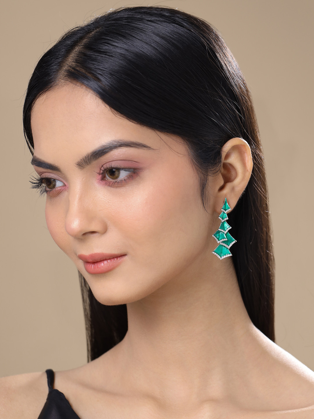 Kicky And Perky Silver-Toned Contemporary Drop Earrings