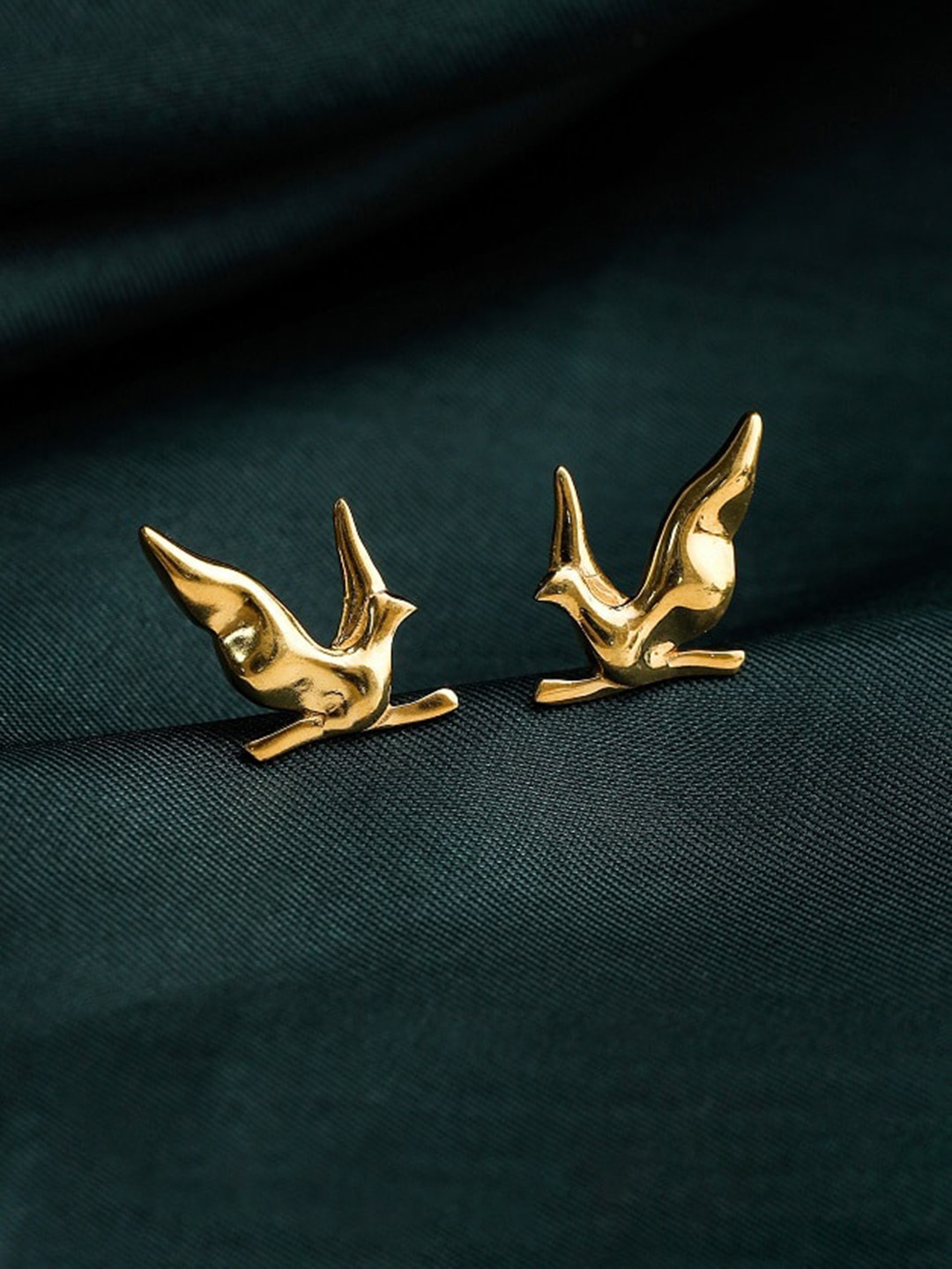Kicky And Perky Gold-Plated Bird Stud Earrings