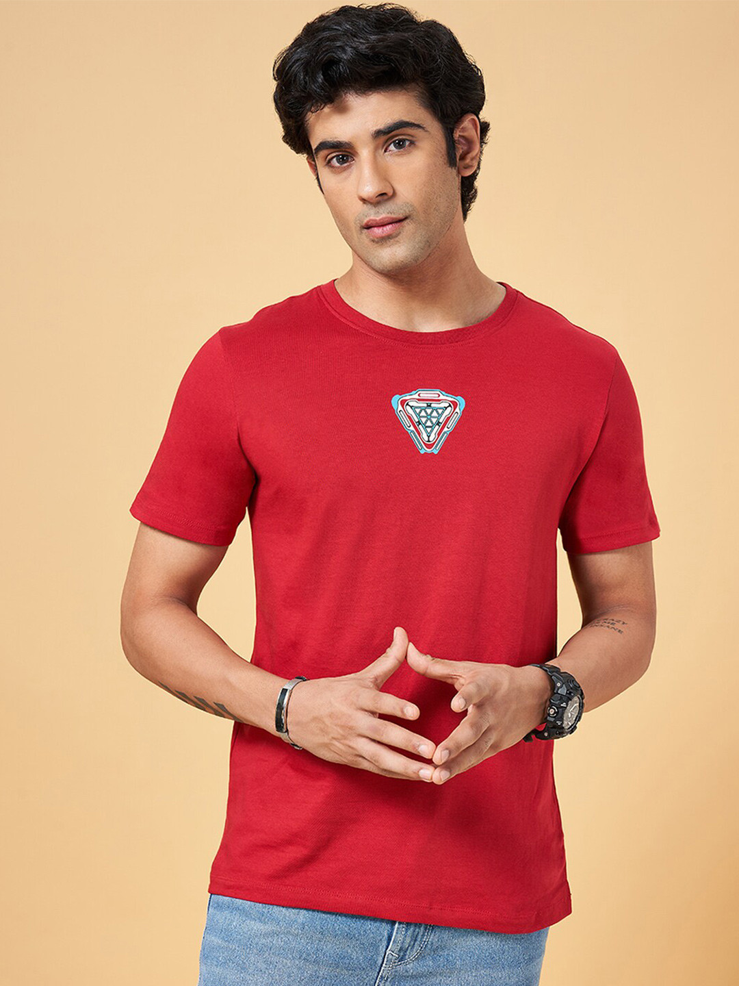 SF JEANS by Pantaloons Slim Fit Graphic Printed Round Neck Cotton Casual T-shirt