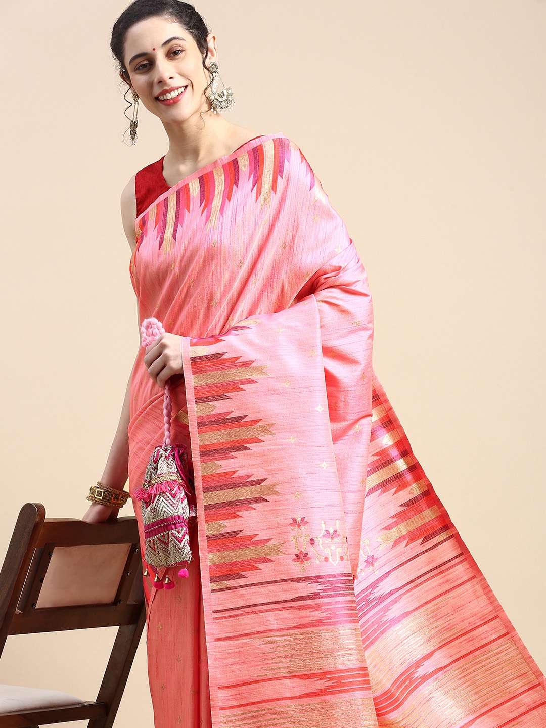 Woven Design Zari Silk Blend Saree–