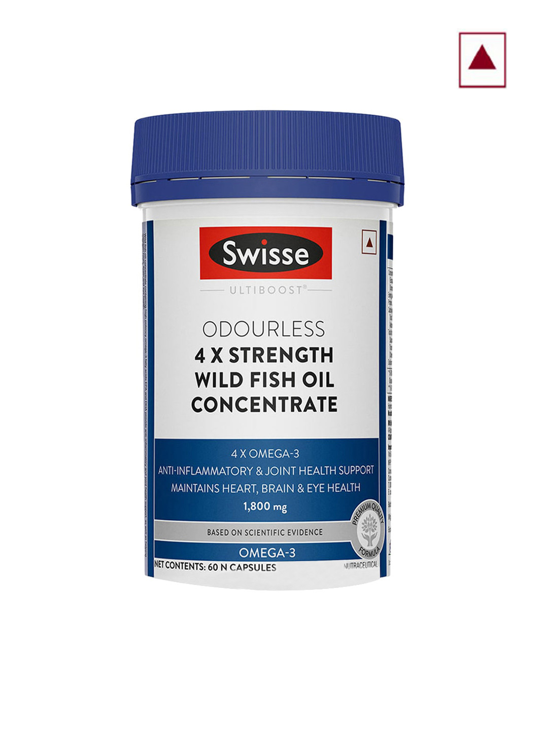Swisse Ultiboost Odourless 4X Strength Wild Fish Oil Concentrate with Omega-3 - 60 Caps