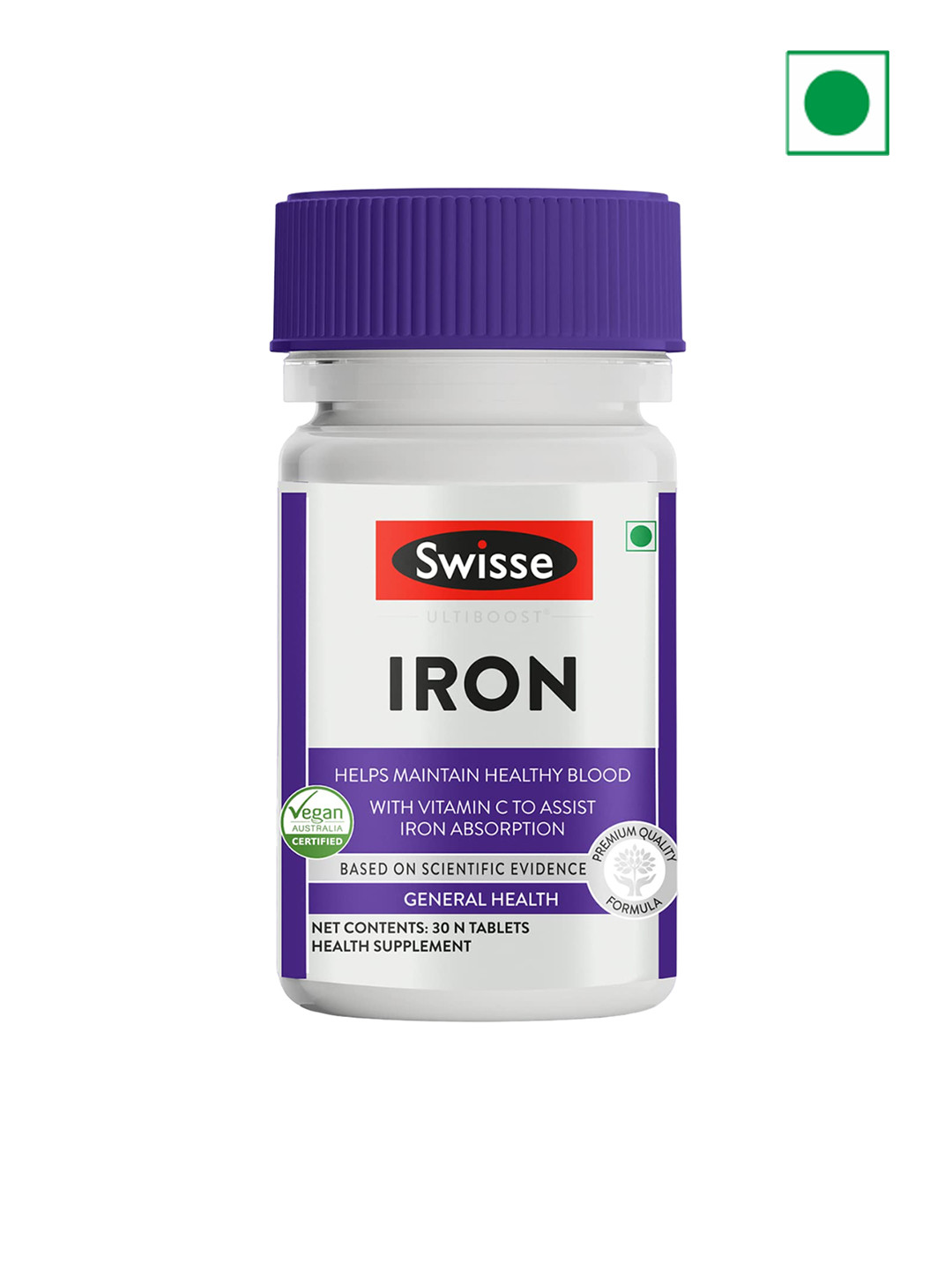Swisse Ultiboost Iron Supplement With Vitamin C, B6 & B12 - 30 Tablets
