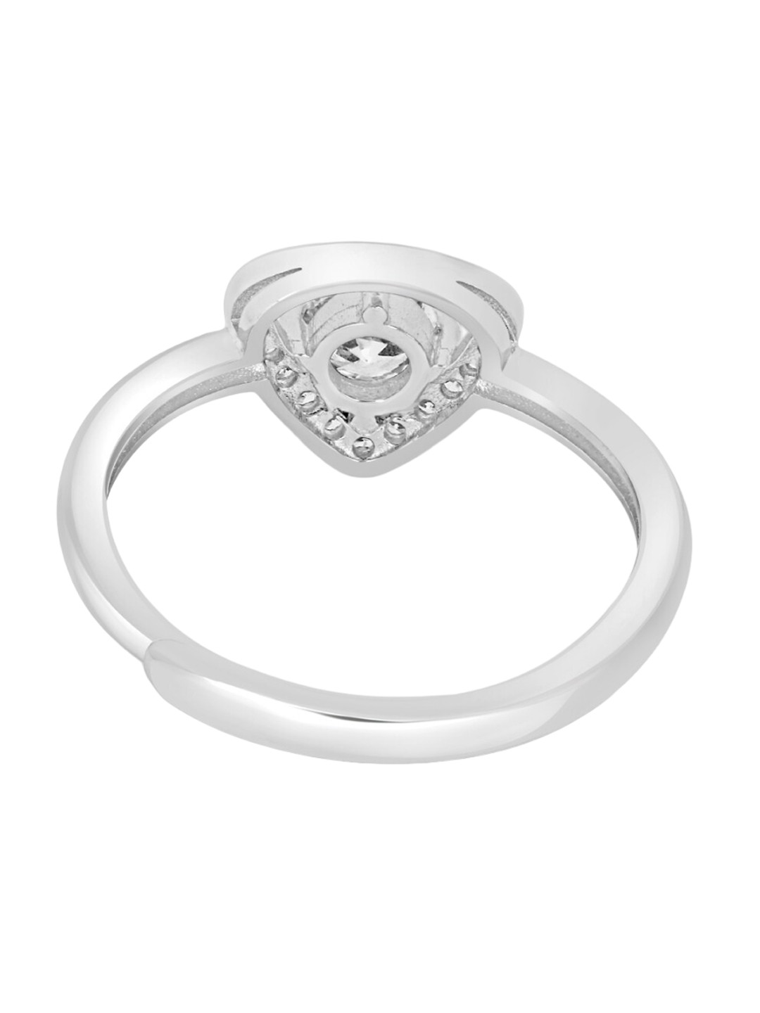 Zarkan Rhodium-Plated AD Studded First Love Silver Solitaire Ring