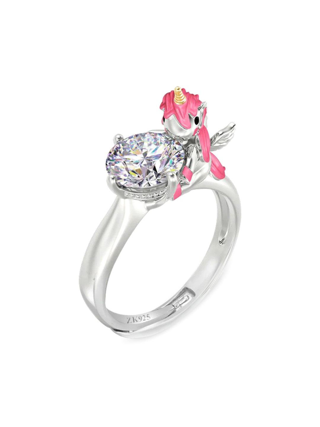 Zarkan Rhodium-Plated Sterling Silver AD Studded Finger Ring